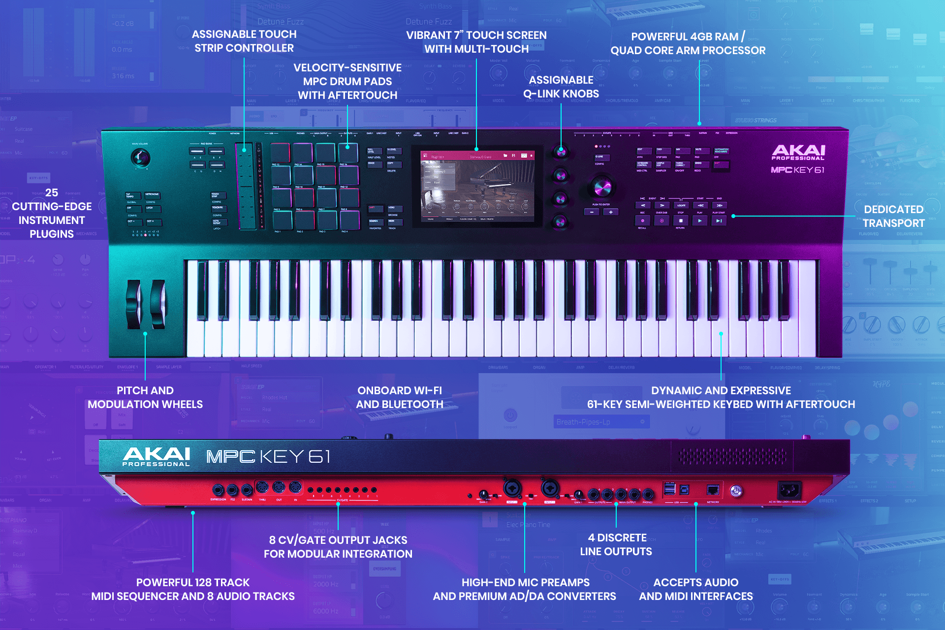 MPC Key 61 Feature callouts