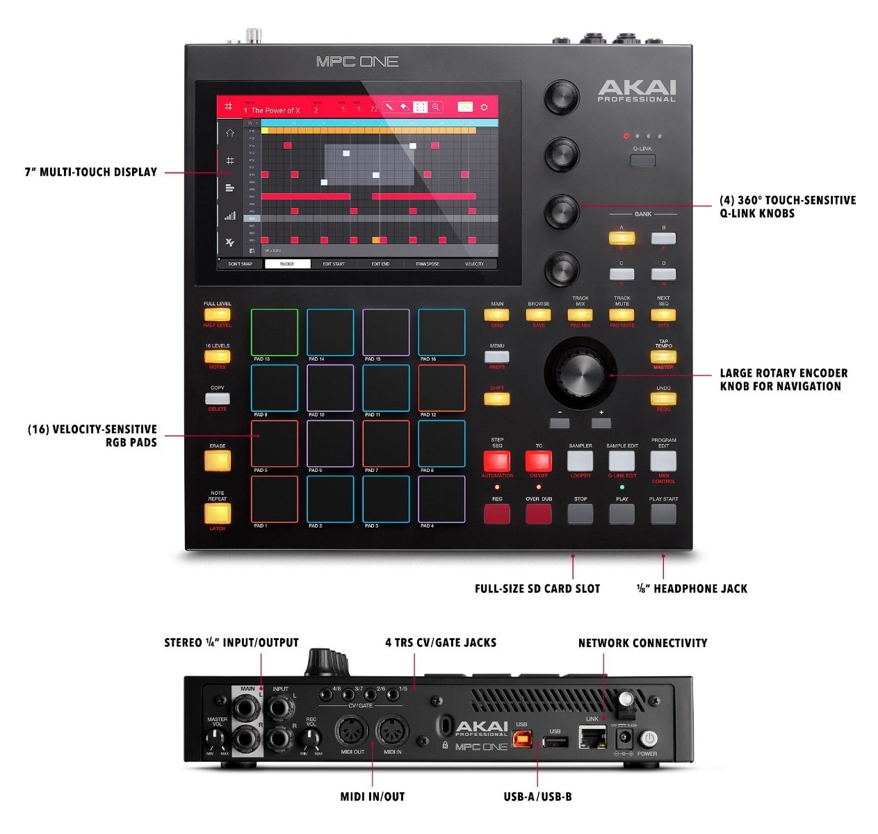  Akai Professional MPC One – Drum Machine, Sampler & MIDI  Controller with Beat Pads, Synth Engines, Standalone Operation and Touch  Display : Musical Instruments