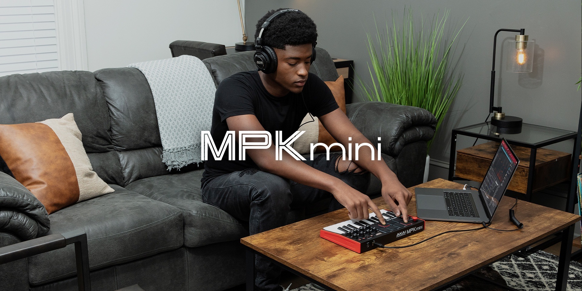 Producer Making Beats in Living Room with MPK Mini and MPC Beats