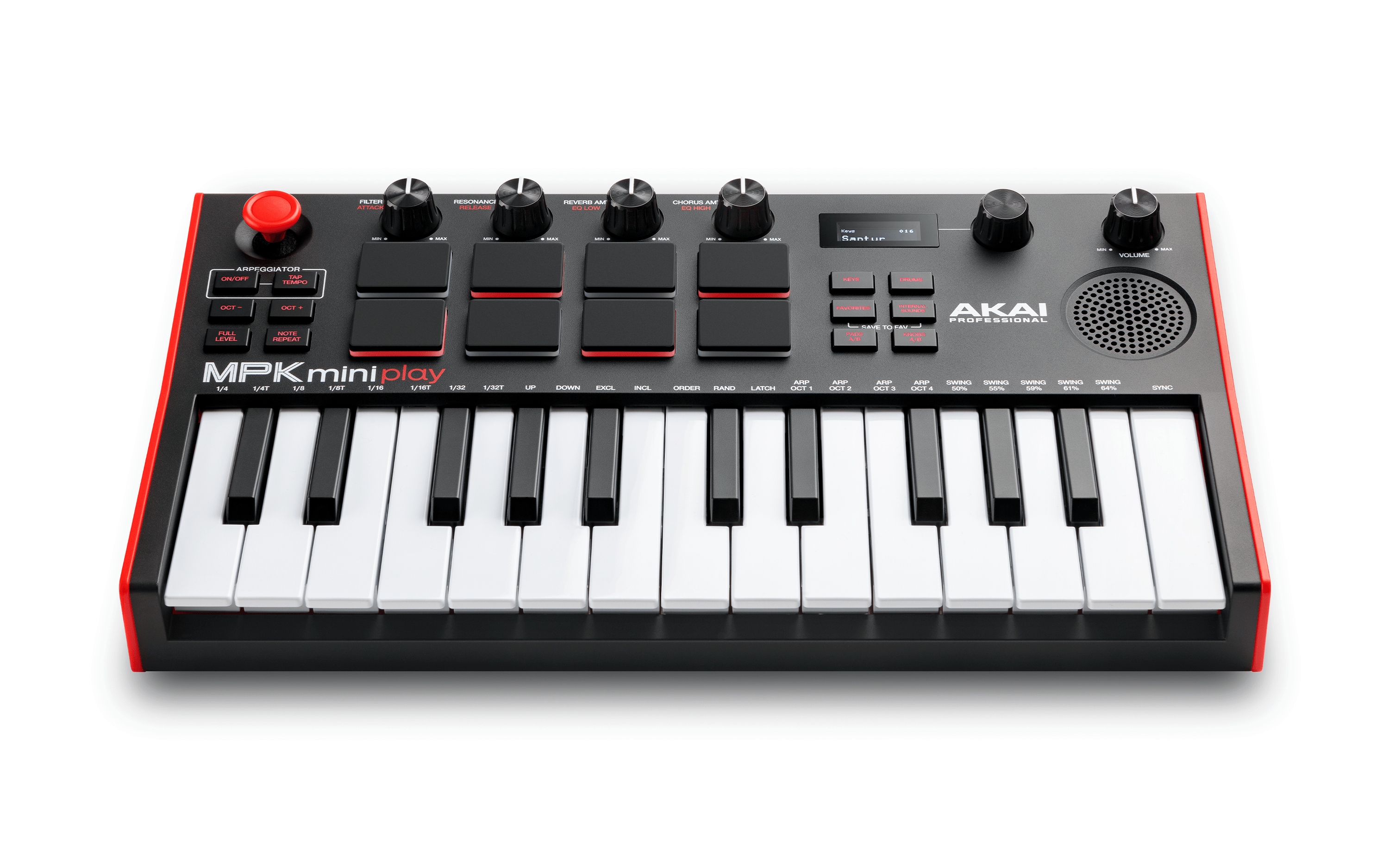 Top down view of MPK Mini MIDI Controller in Special Edition Black